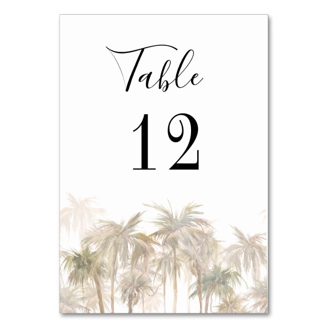Palm Trees Beach Custom Wedding Tischnummer (Vorderseite)
