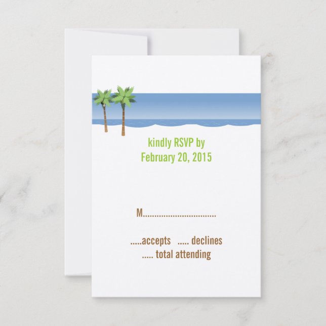 Palm Trees Beach Hochzeiten RSVP Cards (Vorderseite)