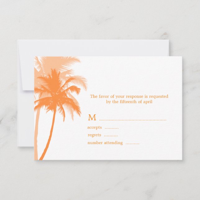 Palm Trees Beach Hochzeitskarten RSVP Karte (Vorderseite)