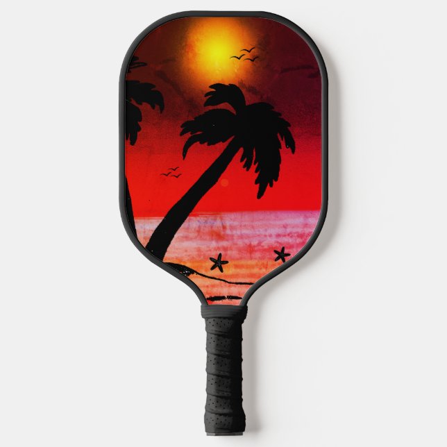 Palm Trees Beach Lila C Pickleball Schläger (Vorderseite)