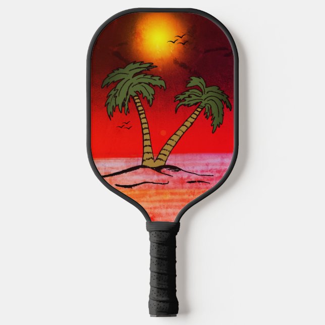 Palm Trees Beach Lila Pickleball Schläger (Vorderseite)