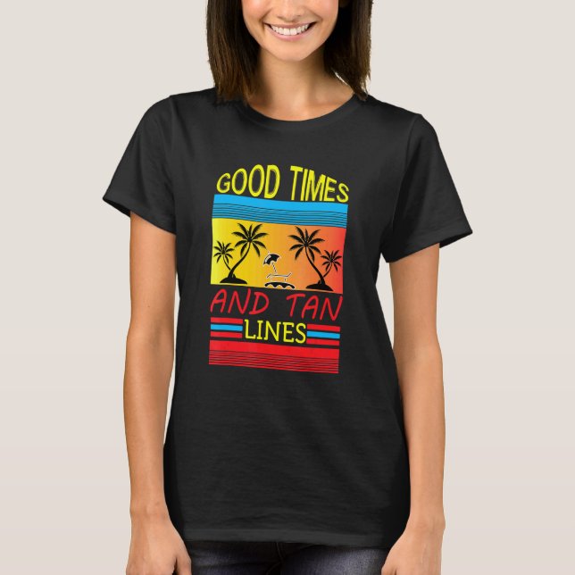 Palm Trees Beach Ocean Umbrella Graphic T-Shirts (Vorderseite)