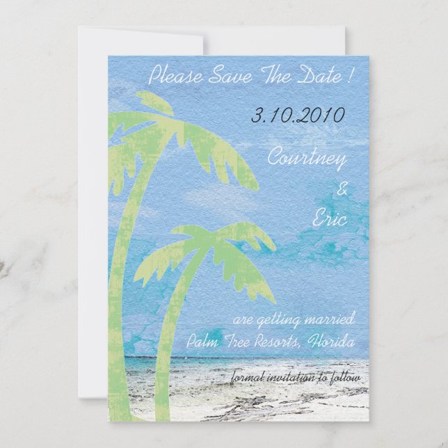 Palm Trees - Beach Save the Date Cards (Vorderseite)