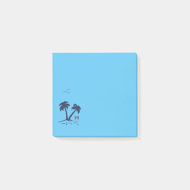 Palm Trees Beach Sky Blue Post-it Klebezettel (Vorderseite)