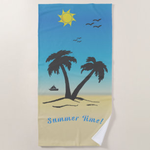 Palm Trees Beach Sommerzeit! B Strandtuch