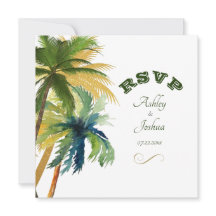 Palm Trees Beach Wedding RSVP Card