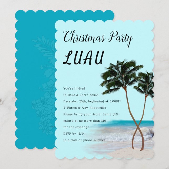 Palm Trees Christmas Luau Party Einladung (Vorne/Hinten)