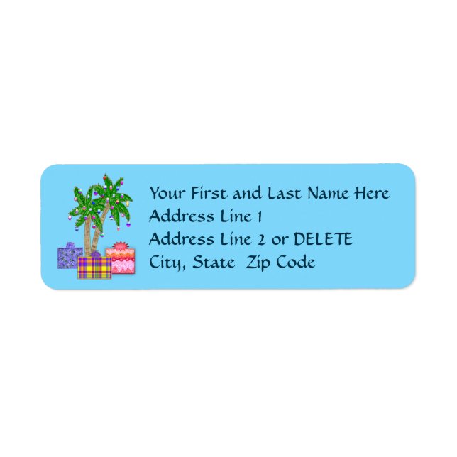 Palm Trees Christmas Tropical Address Labels (Vorne)