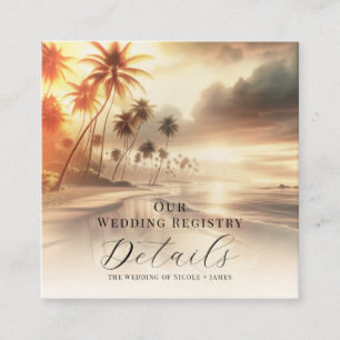 Palm Trees Coastal Beach Sunrise Registry QR Code Quadratische Visitenkarte