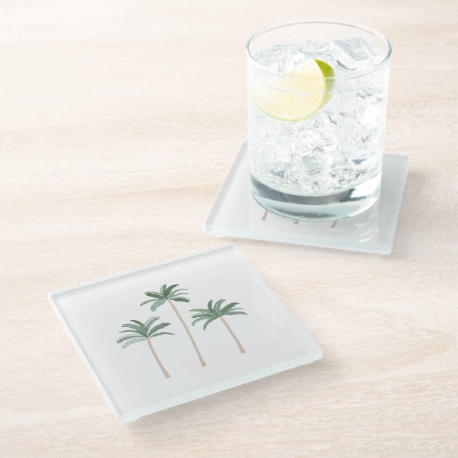 Palm Trees Glass Coasters  Glasuntersetzer (Schrägansicht)