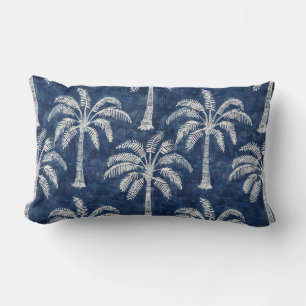 Palm Trees Indigo Blue Lumbar Pillow Lendenkissen
