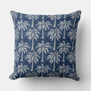 Palm Trees Indigo Blue Throw Kissen - doppelseitig