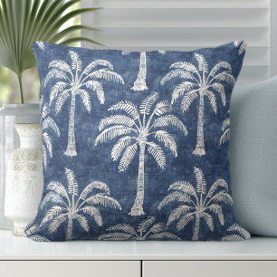 Palm Trees Indigo Blue Throw Kissen - doppelseitig