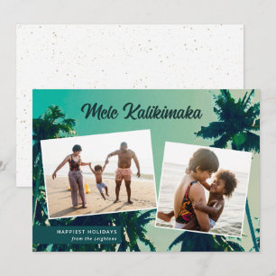 Palm Trees Mele Kalikimaka Zwei Fotos Feiertagskarte