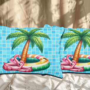 Palm Trees Pool Party Flamingo Dekokissen