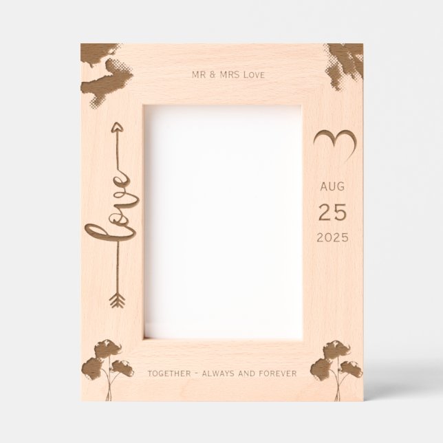 Palm Trees Romantic Beach Wedding Frame Geätzte Rahmen (Vorderseite)