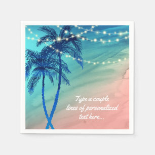 Palm Trees String of Lights Beach Wedding Napkins Serviette