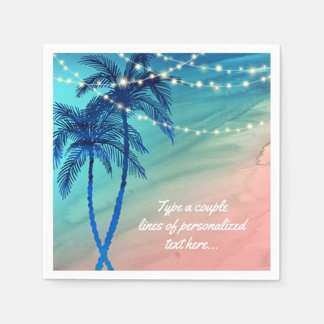Palm Trees String of Lights Beach Wedding Napkins Serviette (Vorderseite)