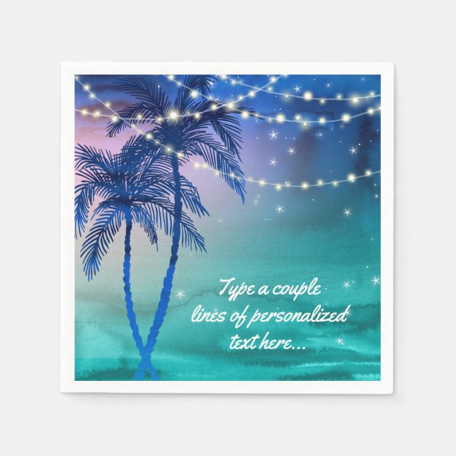 Palm Trees String of Lights Beach Wedding Napkins Serviette (Vorderseite)