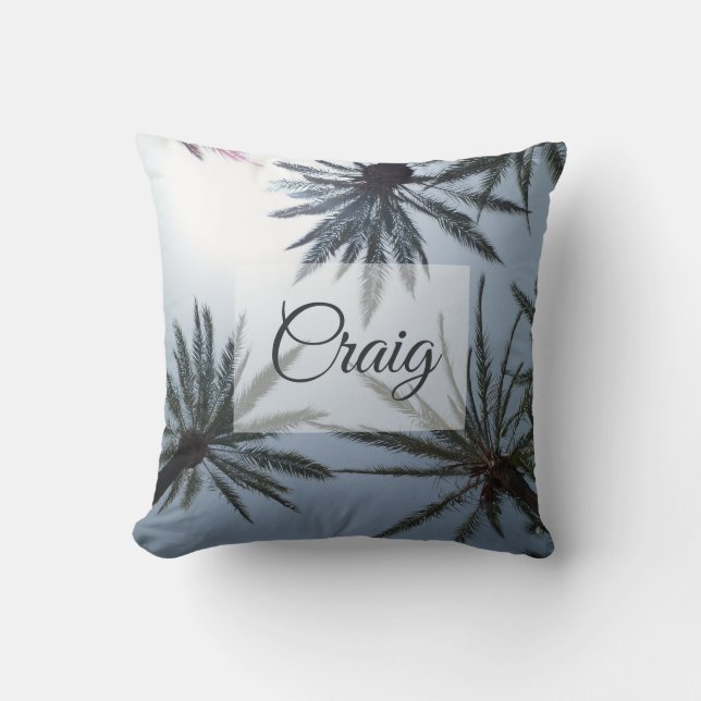 Palm Trees Summer Sky Custom Beach Kissen (Vorderseite)