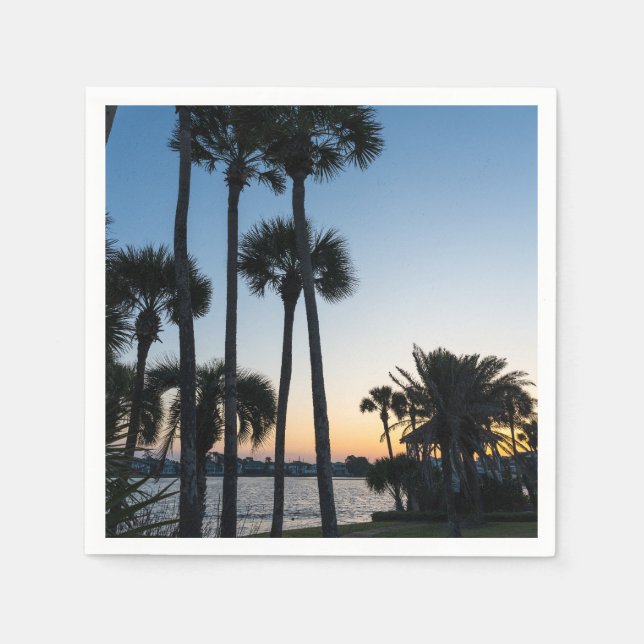 Palm Trees Sunrise Destin Florida Papier Napkin Serviette (Vorderseite)