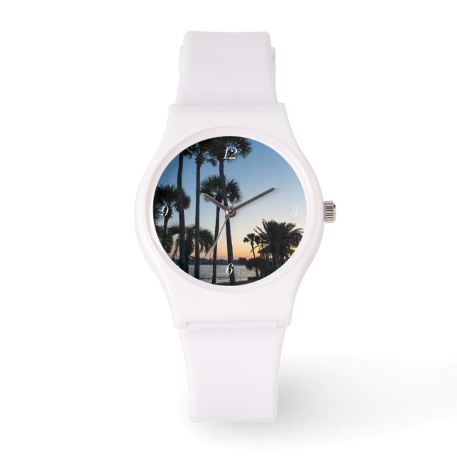 Palm Trees Sunrise Destin Florida Sporty Watch Armbanduhr (Vorderseite)