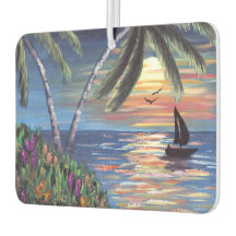 Palm Trees Sunset Ocean Painting