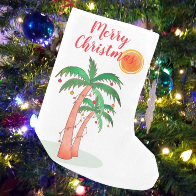 Palm Trees Tropical Frohe Weihnachten Strumpf Kleiner Weihnachtsstrumpf (Von Creator hochgeladen)