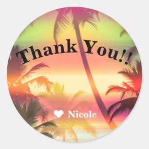 Palm Trees Tropical Heat Beach Party Luau Favor Runder Aufkleber