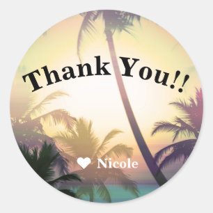 Palm Trees Tropical Heat Beach Party Luau Favor Runder Aufkleber