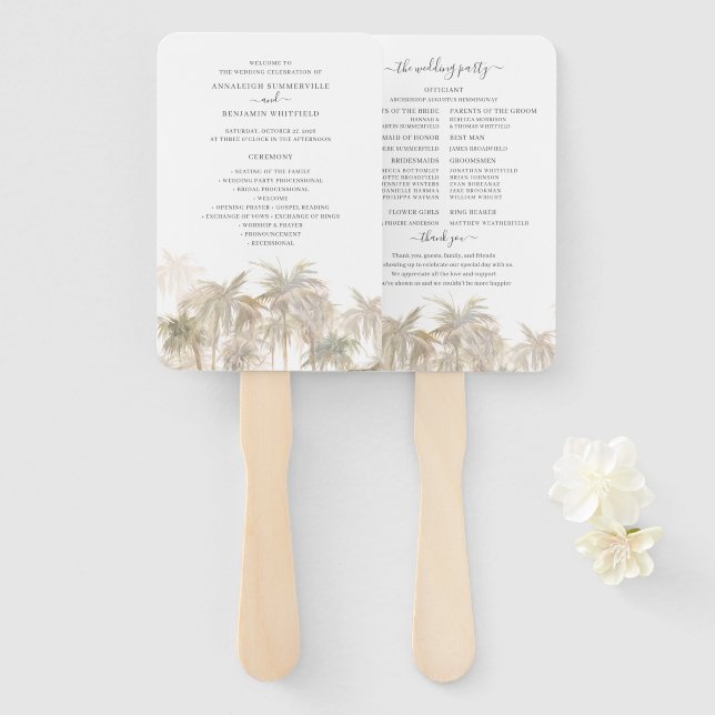 Palm Trees Tropical Modern Wedding Programm Fächer (Vorne und Hinten)