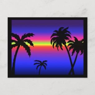 Palm Trees Tropical Sunset Postcard Postkarte