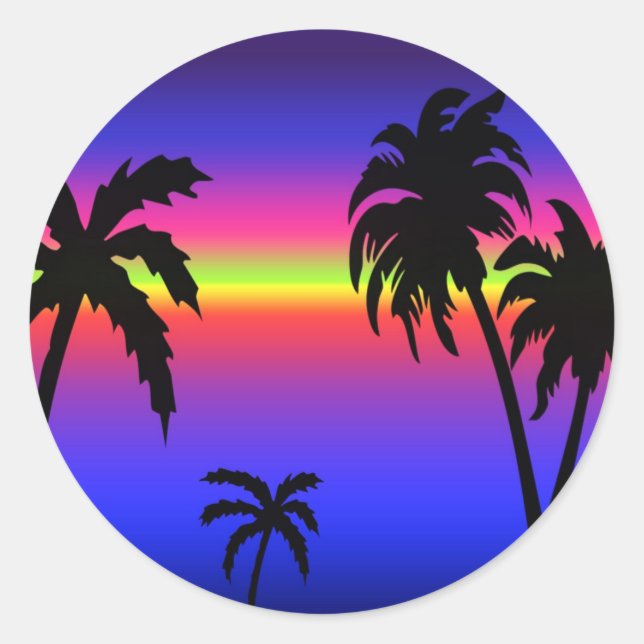 Palm Trees Tropical Sunset Sticker (Vorderseite)