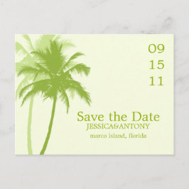 Palm Trees Tropical Wedding speichern das Datum Ankündigungspostkarte