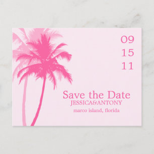 Palm Trees Tropical Wedding speichern das Datum Ankündigungspostkarte