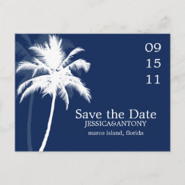 Palm Trees Tropical Wedding speichern das Datum Ankündigungspostkarte
