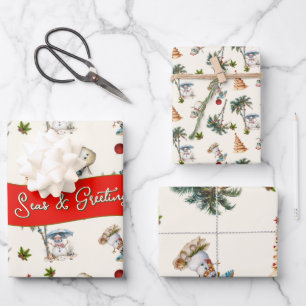 Palm Trees tropisches Weihnachtsmuster Geschenkpapier Set