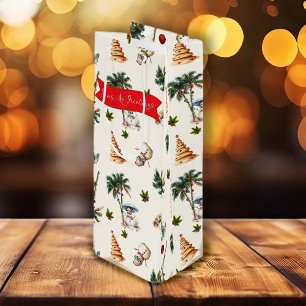 Palm Trees tropisches Weihnachtsmuster Geschenktüte Für Weinflaschen