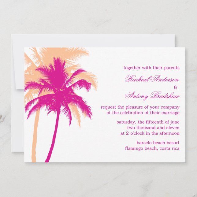 Palm Trees Wedding Einladung (Vorderseite)