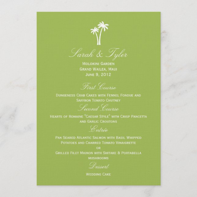 Palm Trees Wedding Menu Card - Limon Menükarte (Vorderseite)