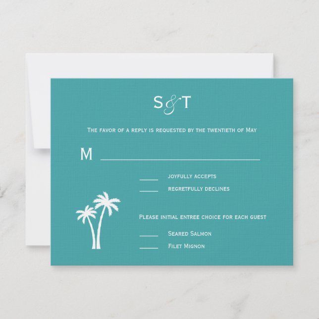 Palm Trees Wedding RSVP Card Karte (Vorderseite)