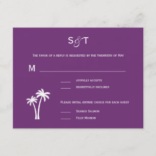 Palm Trees Wedding RSVP Card - Lila Karte