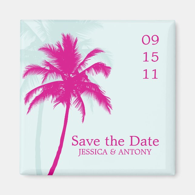 Palm Trees Wedding Save the Date or Favor Magnet (Vorne)
