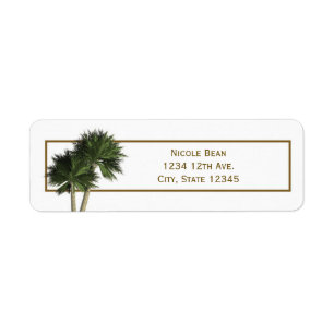 Palm Trees White & Gold Elegante Adressetiketten