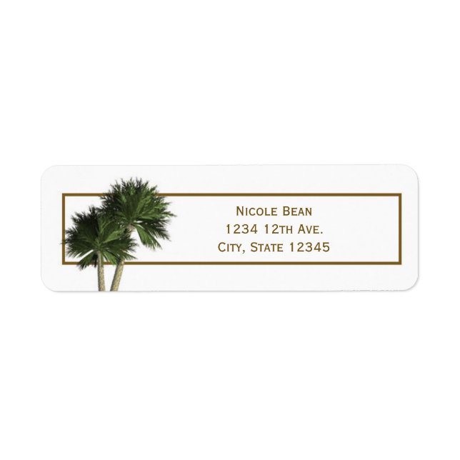 Palm Trees White & Gold Elegante Adressetiketten (Vorne)