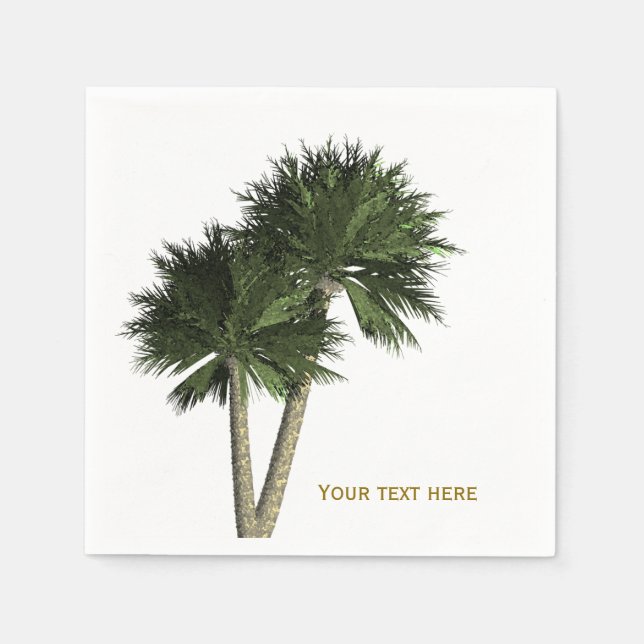 Palm Trees White & Gold Elegante Hochzeit Napkins Serviette (Vorderseite)