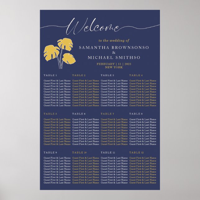 Palm Tropical Botanical Welcome Wedding Poster (Vorne)