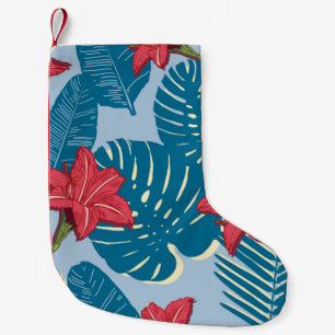 Palm tropical nahtlos blattblau kleiner weihnachtsstrumpf