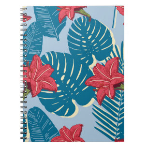Palm tropical nahtlos blattblau notizblock