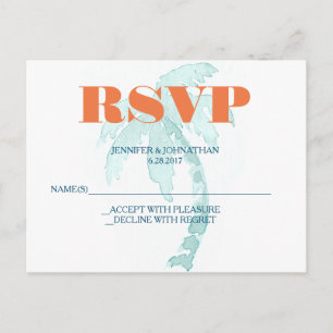 Palm Typografy Wedding RSVP Cards Einladungspostkarte